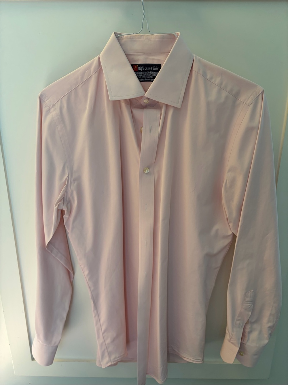 Men's Long-Sleeve Dress Shirt in Pale Pink - Classic Spread Collar